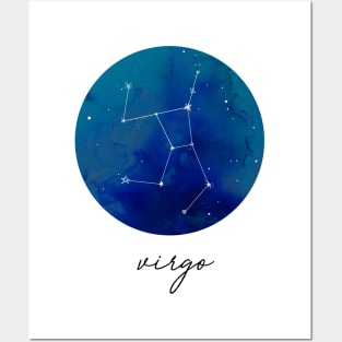 Virgo Watercolor Zodiac Constellation Posters and Art